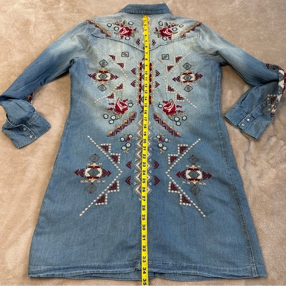 Johnny Was 3J Workshop Embroidered Denim Dress - Picture 8 of 13